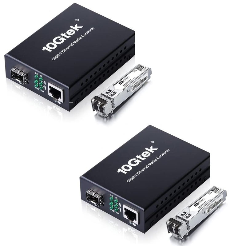 HYFIBER A Pair of Gigabit Multi-Mode LC Fiber Media Converter, with 2 Pcs SFP SX Modules, Fiber to Ethernet Converter, 1000Base-SX to 10/100/1000M RJ45, MMF, 850nm, up to 550m - Image 1
